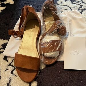 NWT Stuart Weitzman Women's Brown Suede Corbata Ankle Wrap Sandals, size 9.5